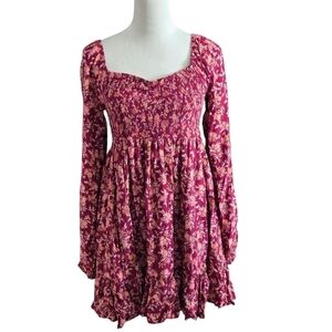 Oak & Trellis Beaujolais Women's XL Floral Long Sleeve Smocked and Lined Dress